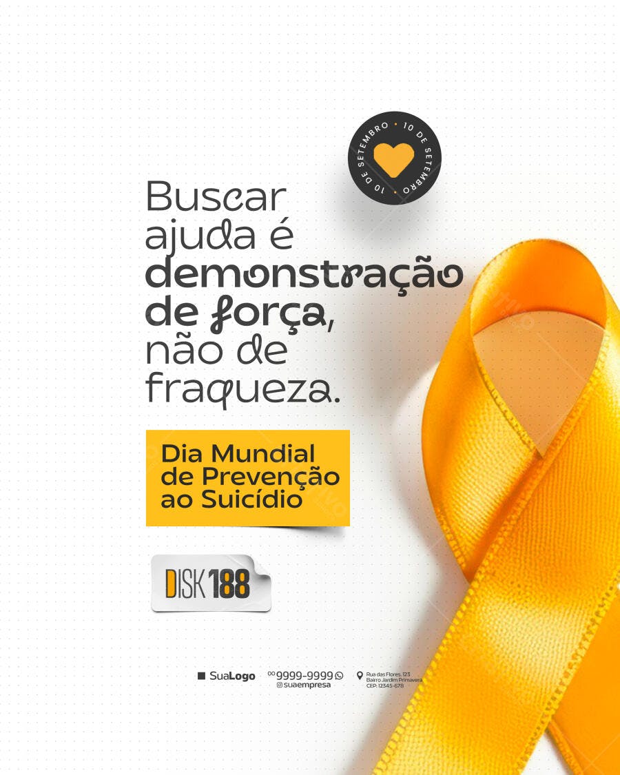 Flyer Dia Mundial de Prevenção ao Suicídio PSD Editável