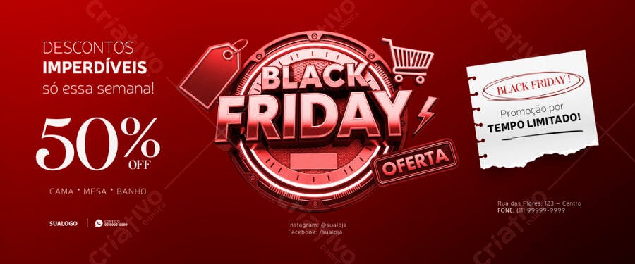Banner Black Friday 50% OFF PSD Editável