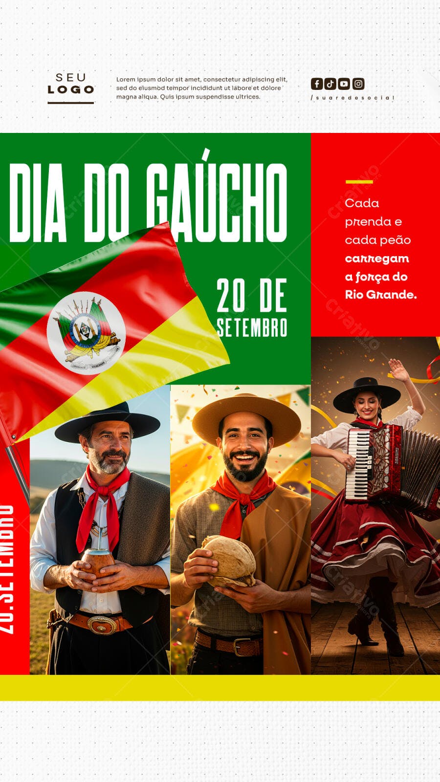 Flyer Dia do Gaúcho PSD Editável