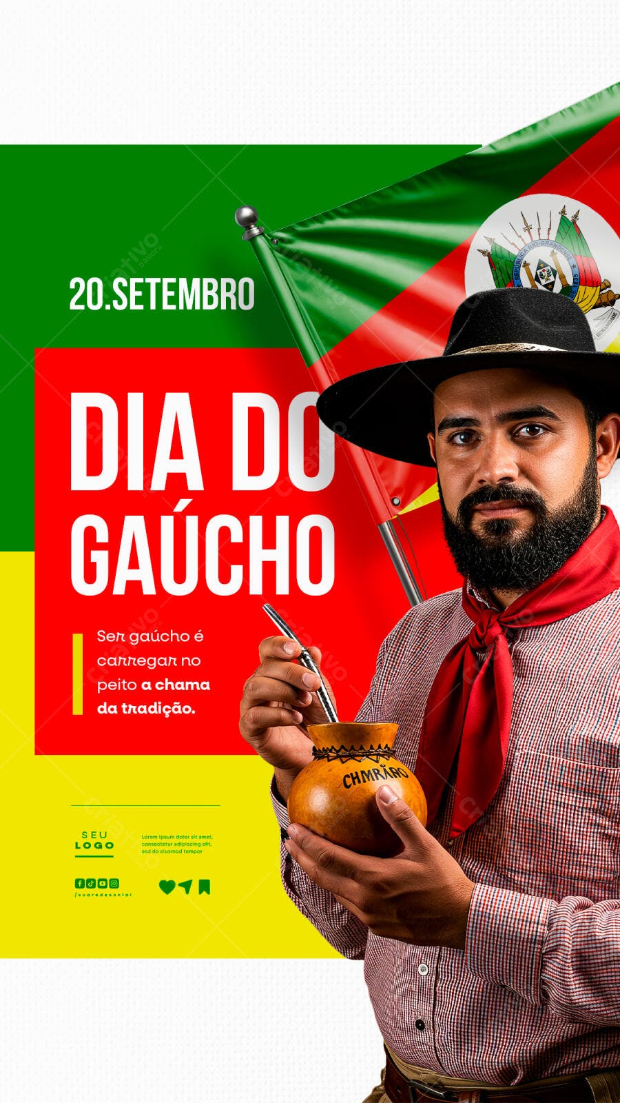 Flyer Dia do Gaúcho PSD Editável