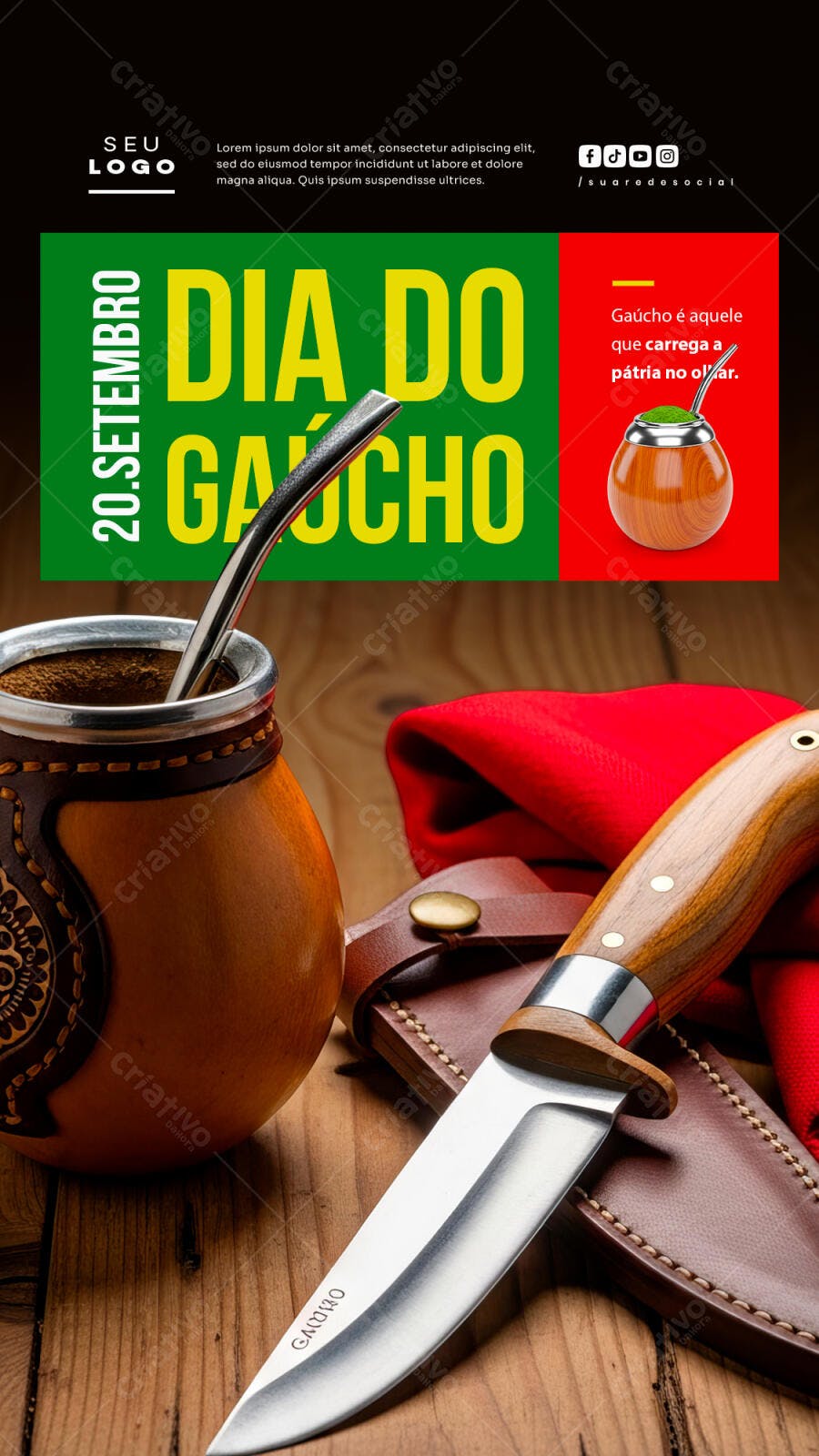Flyer Dia do Gaúcho PSD Editável