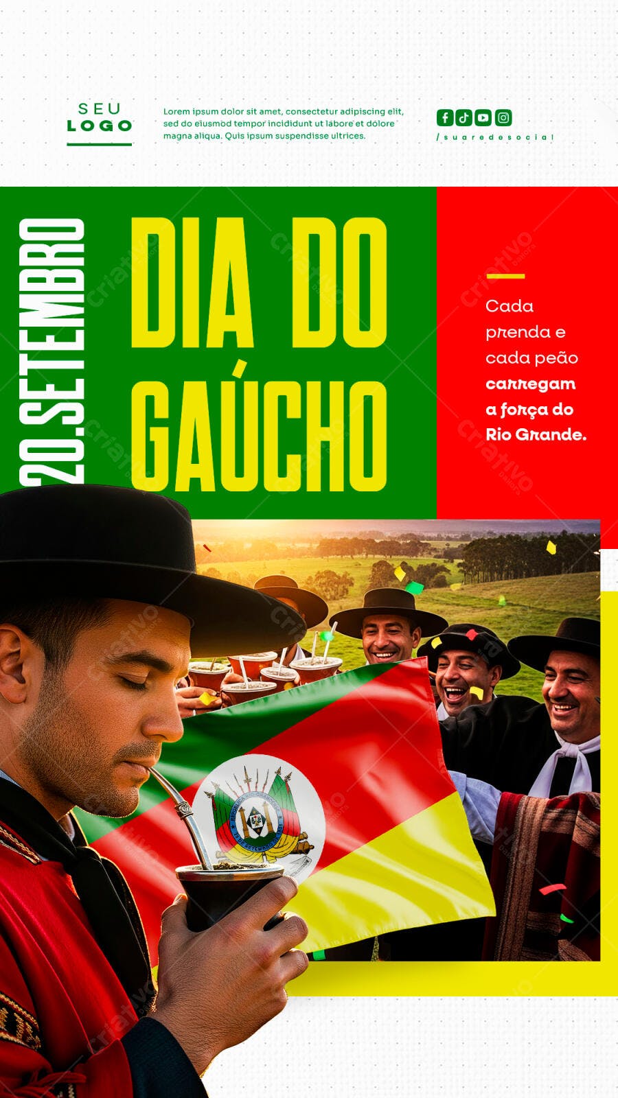 Flyer Dia do Gaúcho PSD Editável
