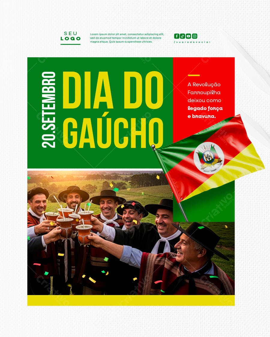 Flyer Dia do Gaúcho PSD Editável