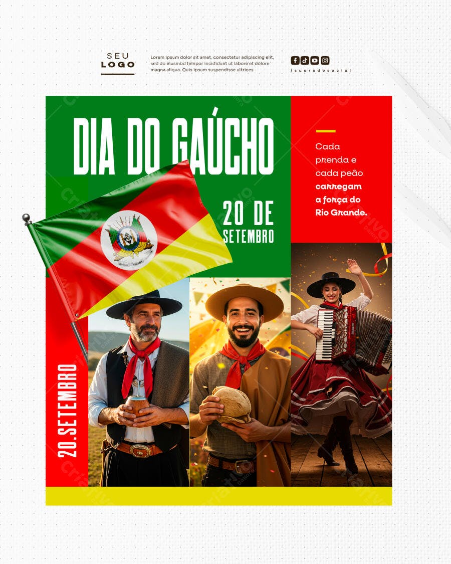 Flyer Dia do Gaúcho PSD Editável