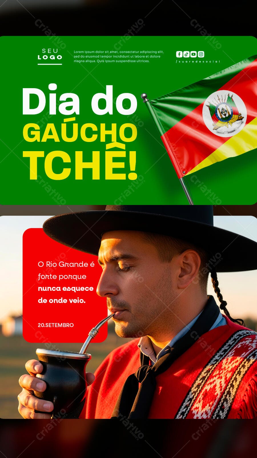 Post para Dia do Gaúcho PSD Editável