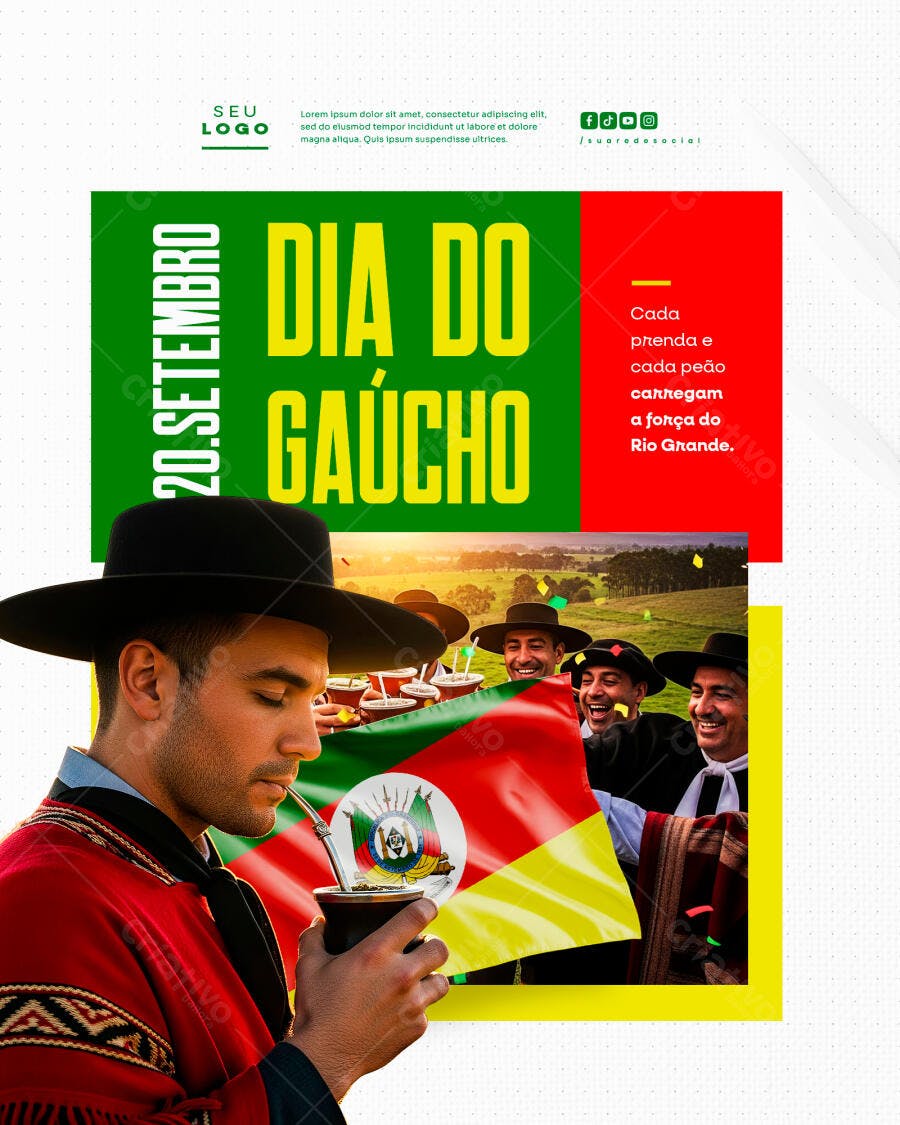 Flyer Dia do Gaúcho PSD Editável