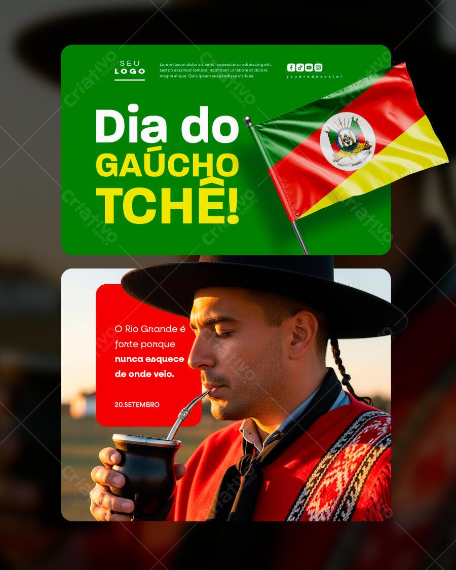 Postagem Dia do Gaúcho PSD Editável