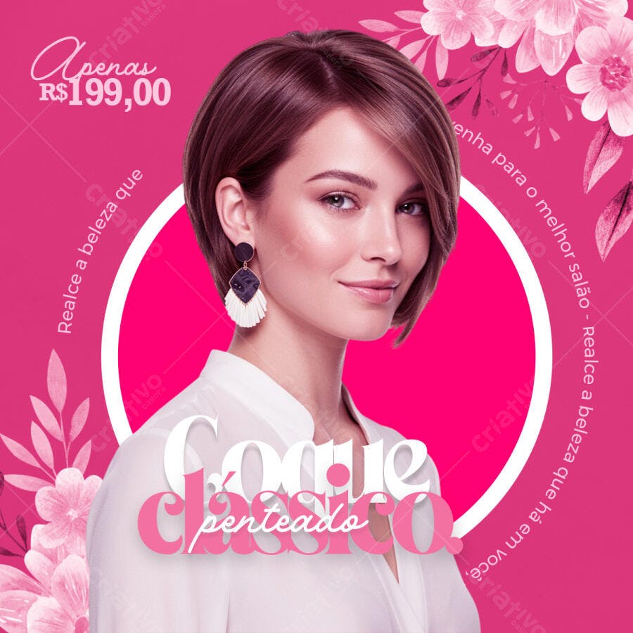 Flyer Salão de Beleza Coque Clássico PSD Editável