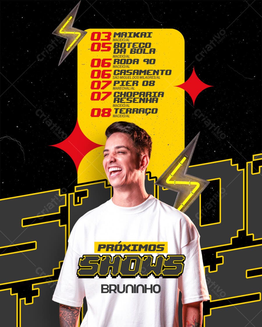 Flyer para Shows do Bruninho PSD Editável