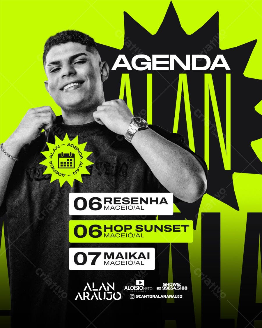 Flyer para Shows do Cantor Alan Araujo PSD Editável