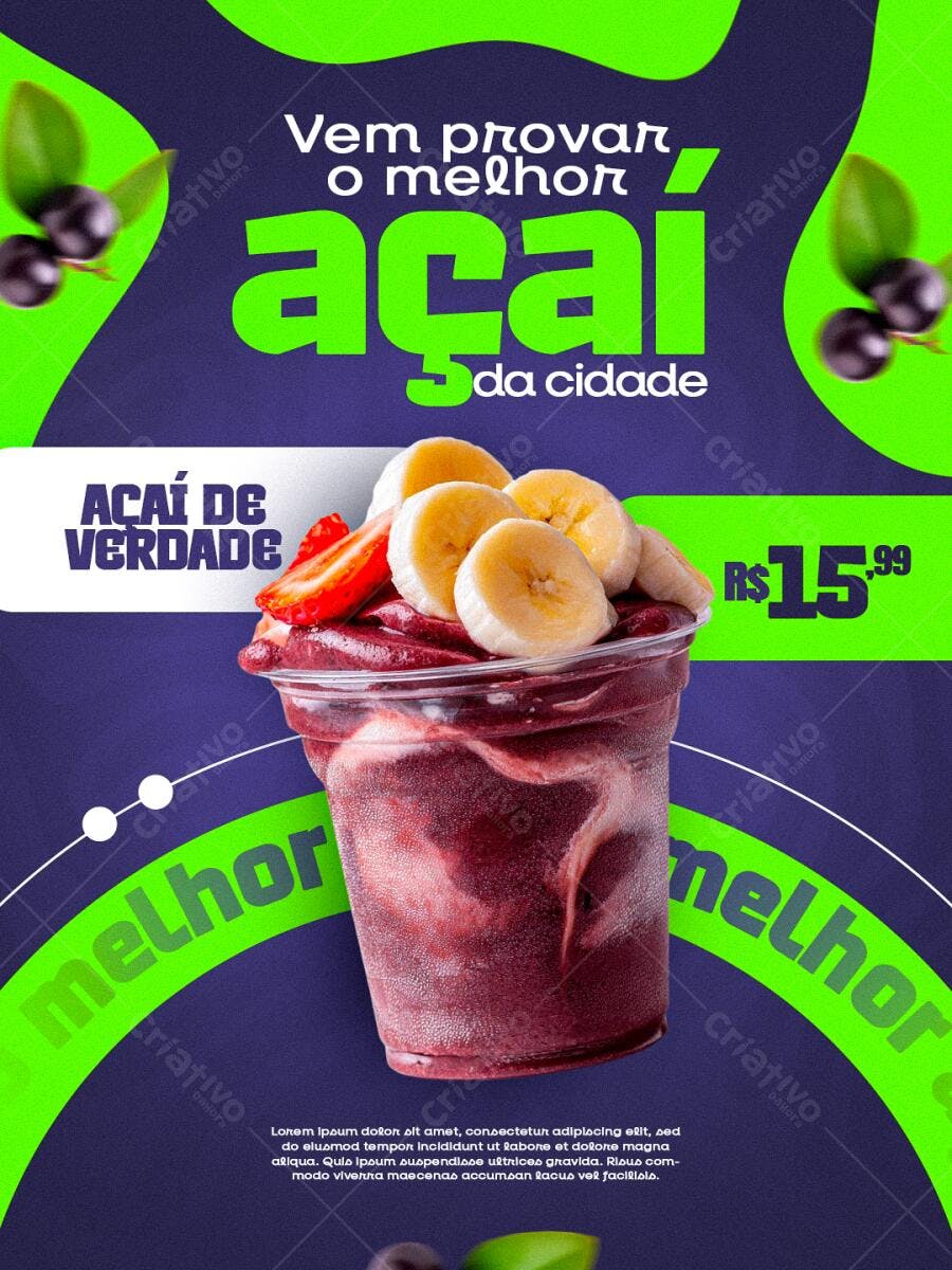 Flyer para Promoção de Açaí PSD Editável