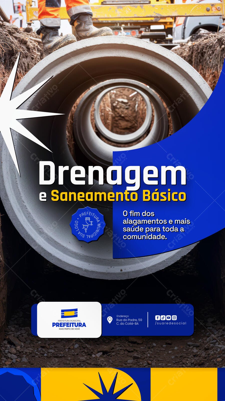 Flyer para Projeto de Drenagem e Saneamento PSD Editável