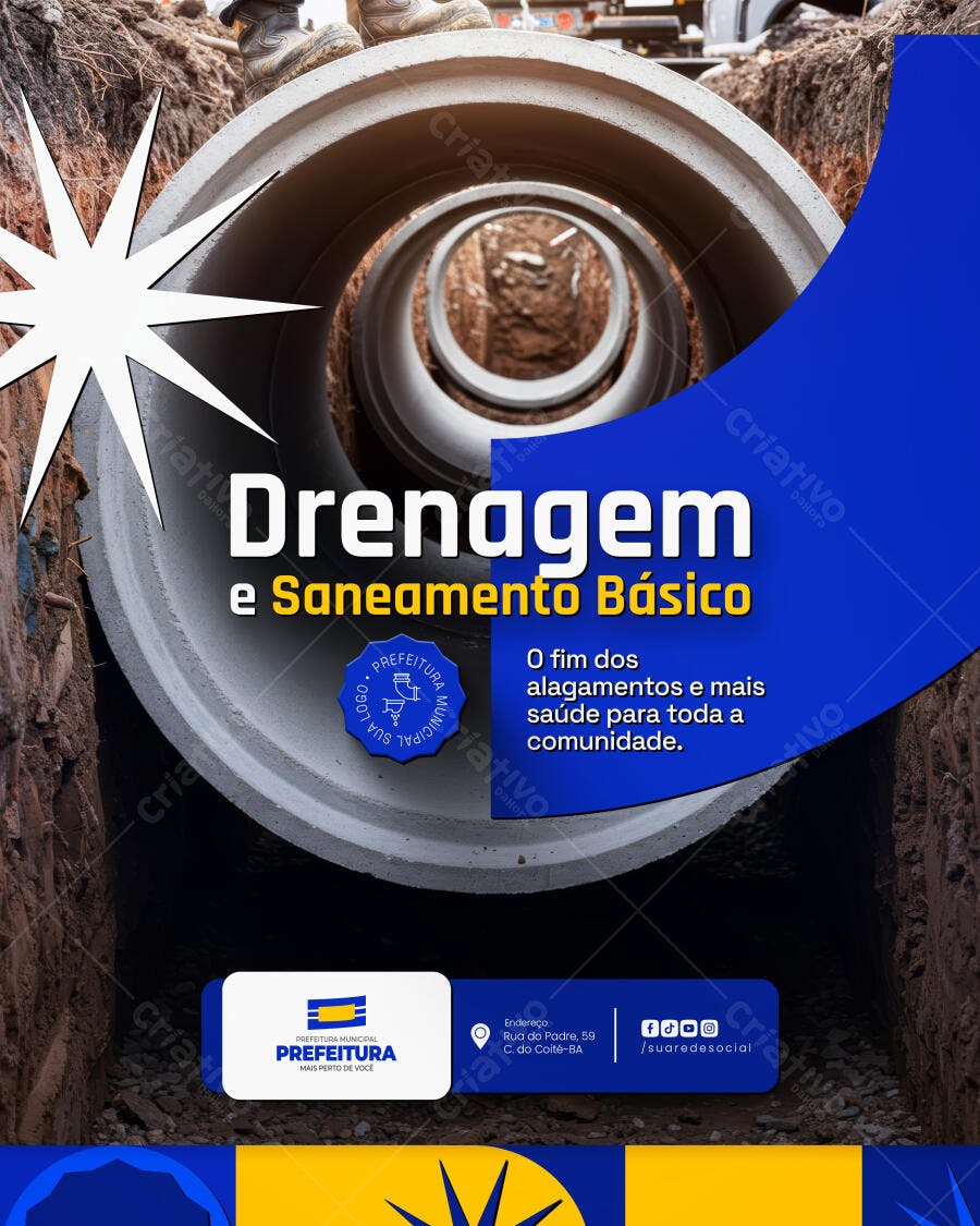 Flyer Drenagem e Saneamento Básico PSD Editável