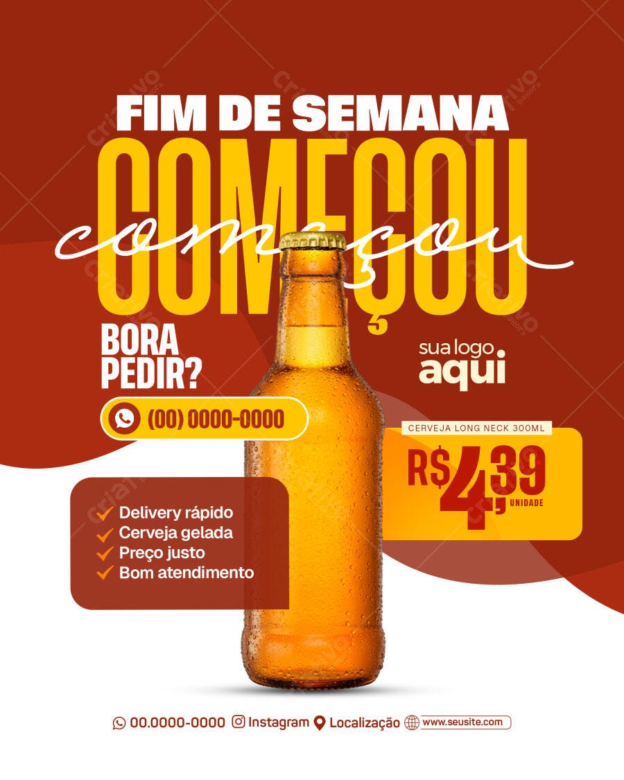 Flyer Fim de Semana Cerveja PSD Editável