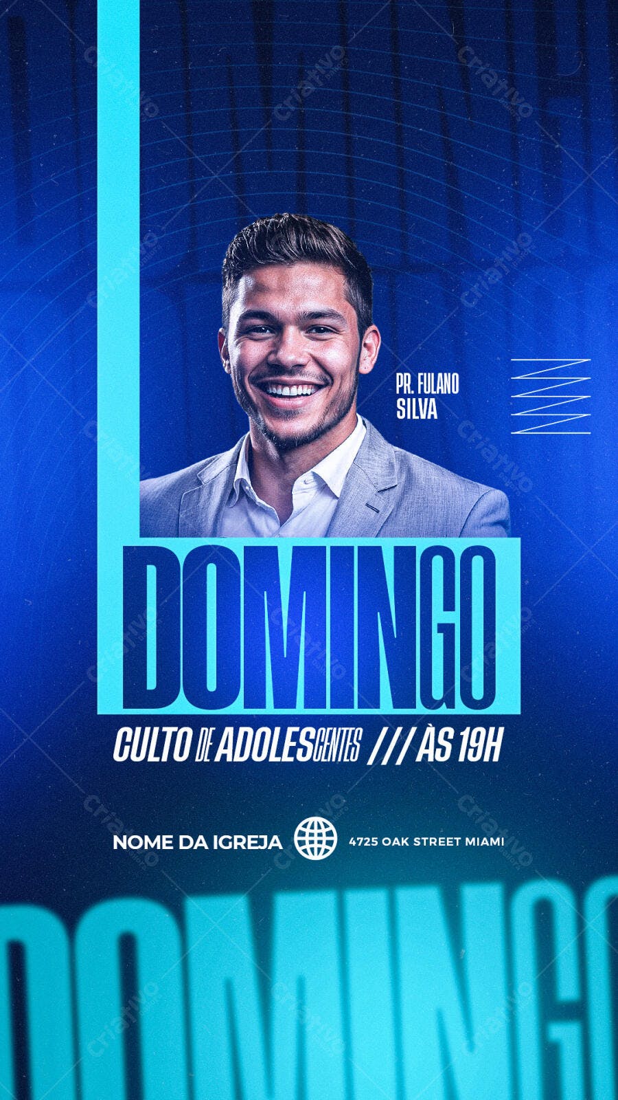 Flyer para Culto de Adolescentes Domingo PSD Editável