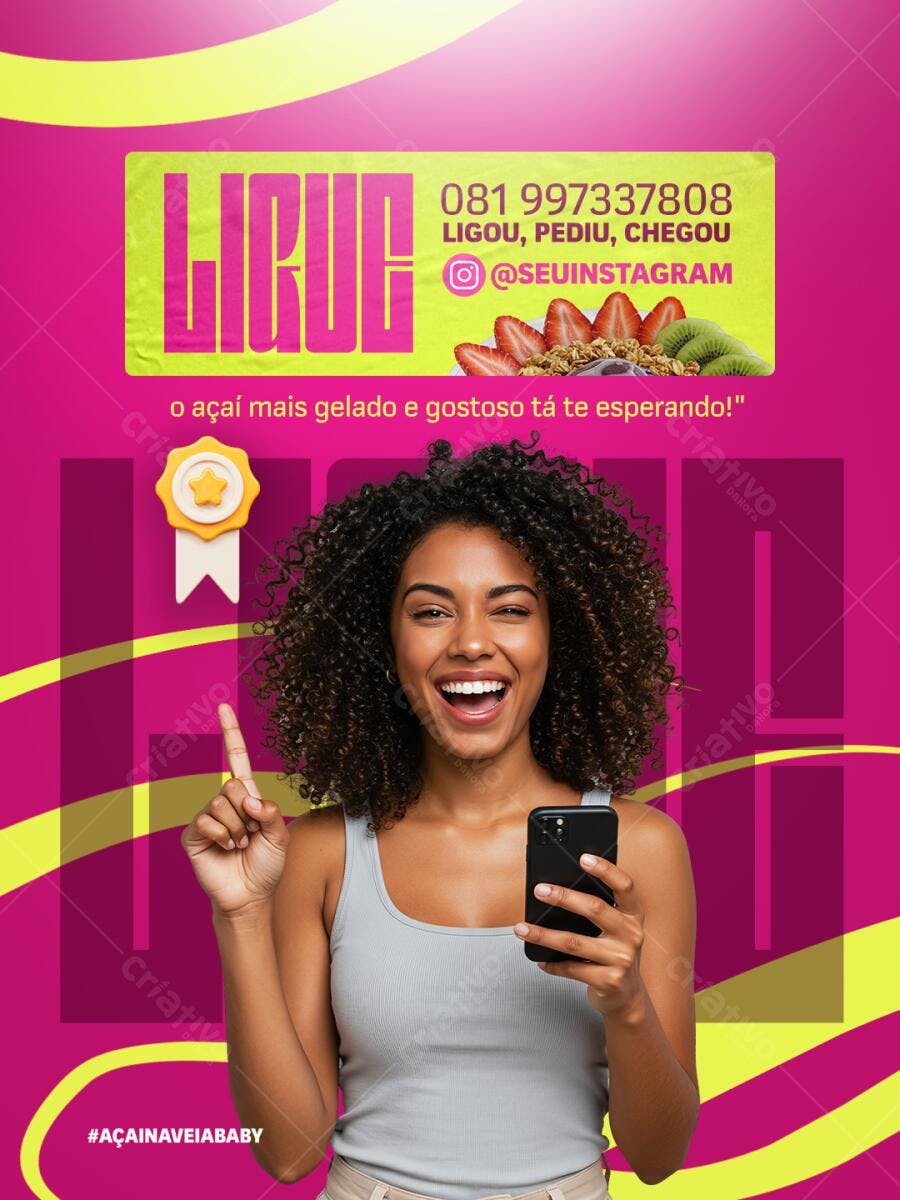 Flyer para Delivery de Açaí PSD Editável