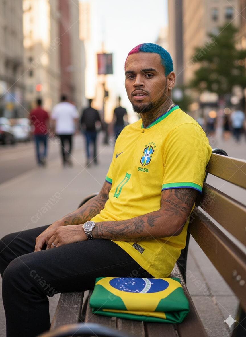 Chris Brown camisa Brasil em Nova York