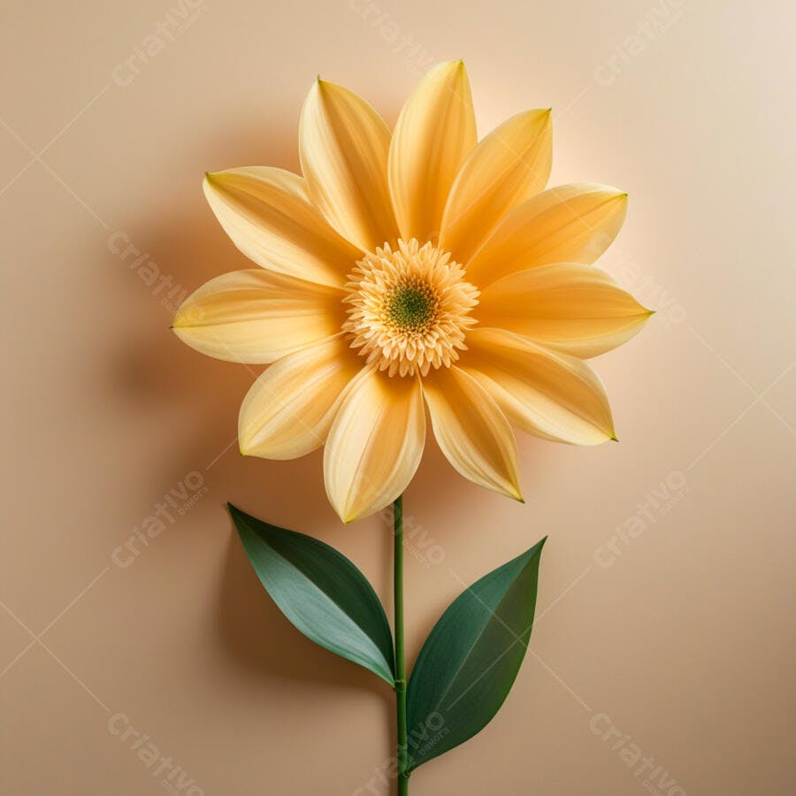 Flor amarela em fundo bege claro