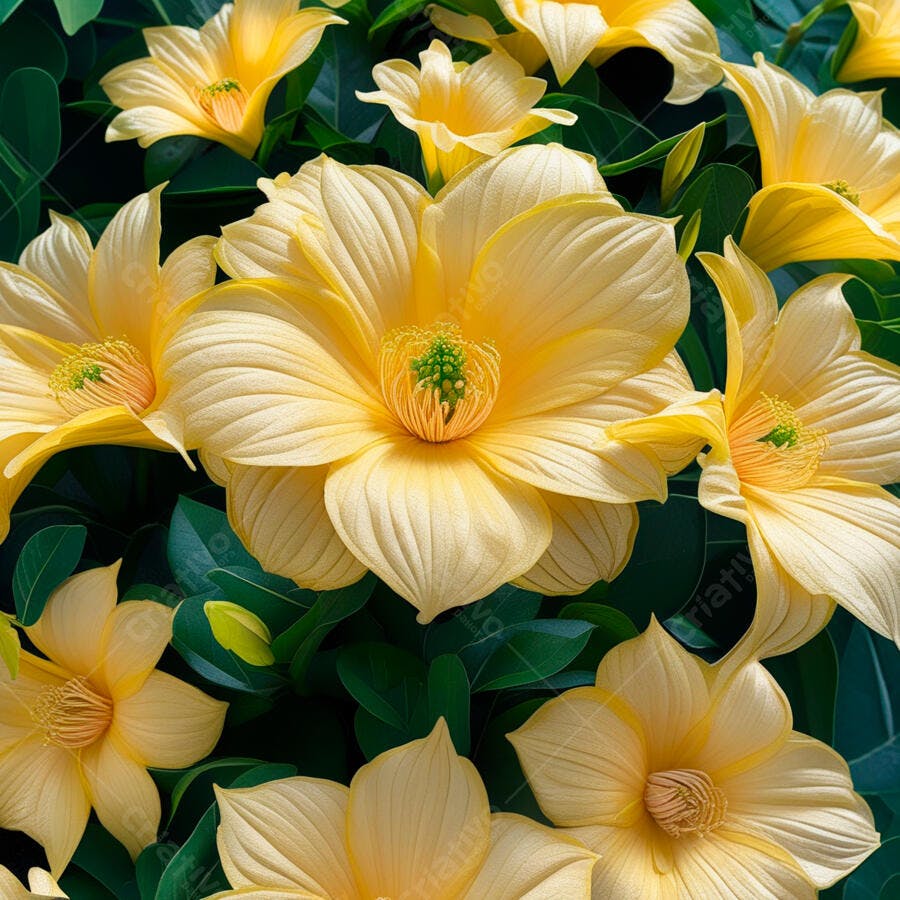 Flores amarelas vibrantes em fundo verde
