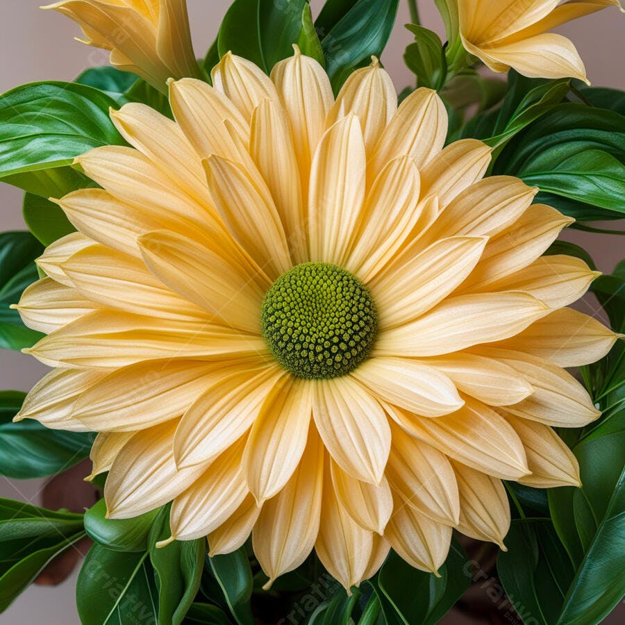 Crisântemo amarelo claro detalhes florais