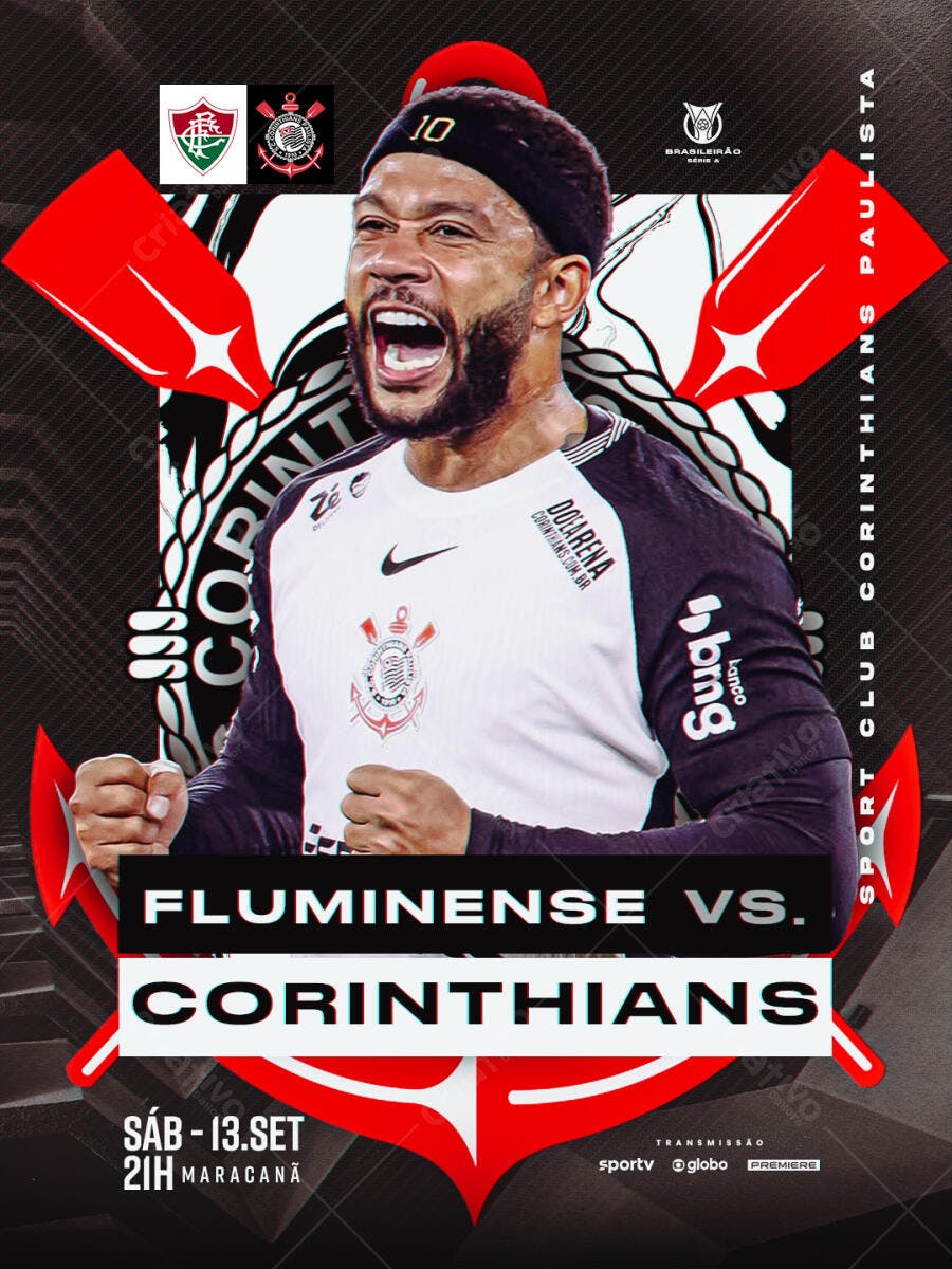 Flyer Corinthians x Fluminense PSD Editável