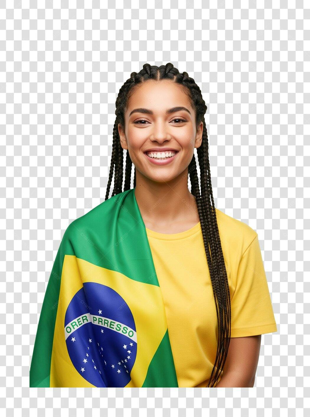 Imagem PNG com fundo transparente Mulher com bandeira Brasileira