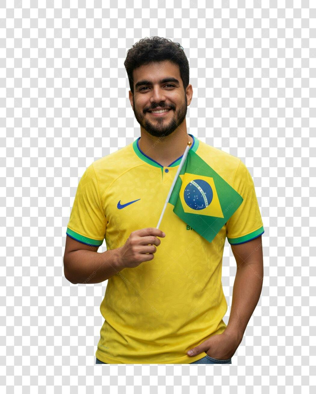 Imagem PNG com fundo transparente Homem com bandeira do Brasil
