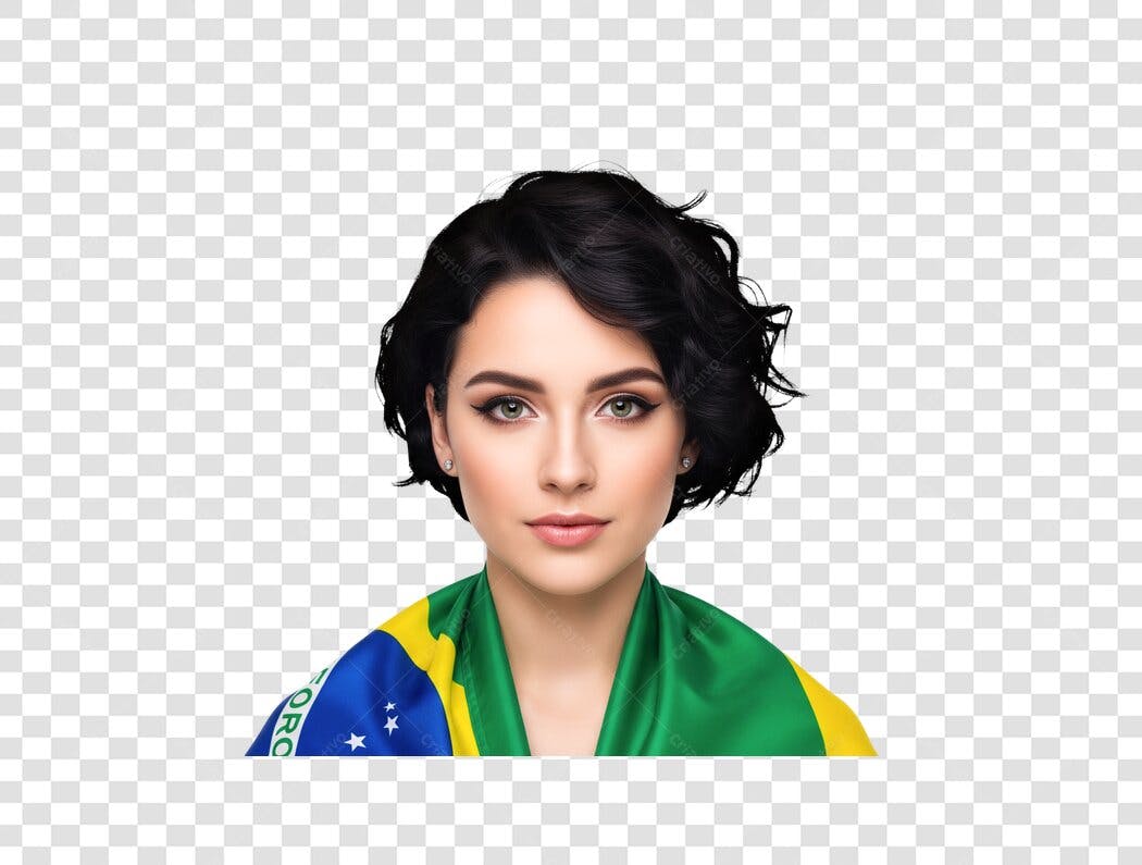 Imagem PNG com fundo transparente Mulher com bandeira do Brasil