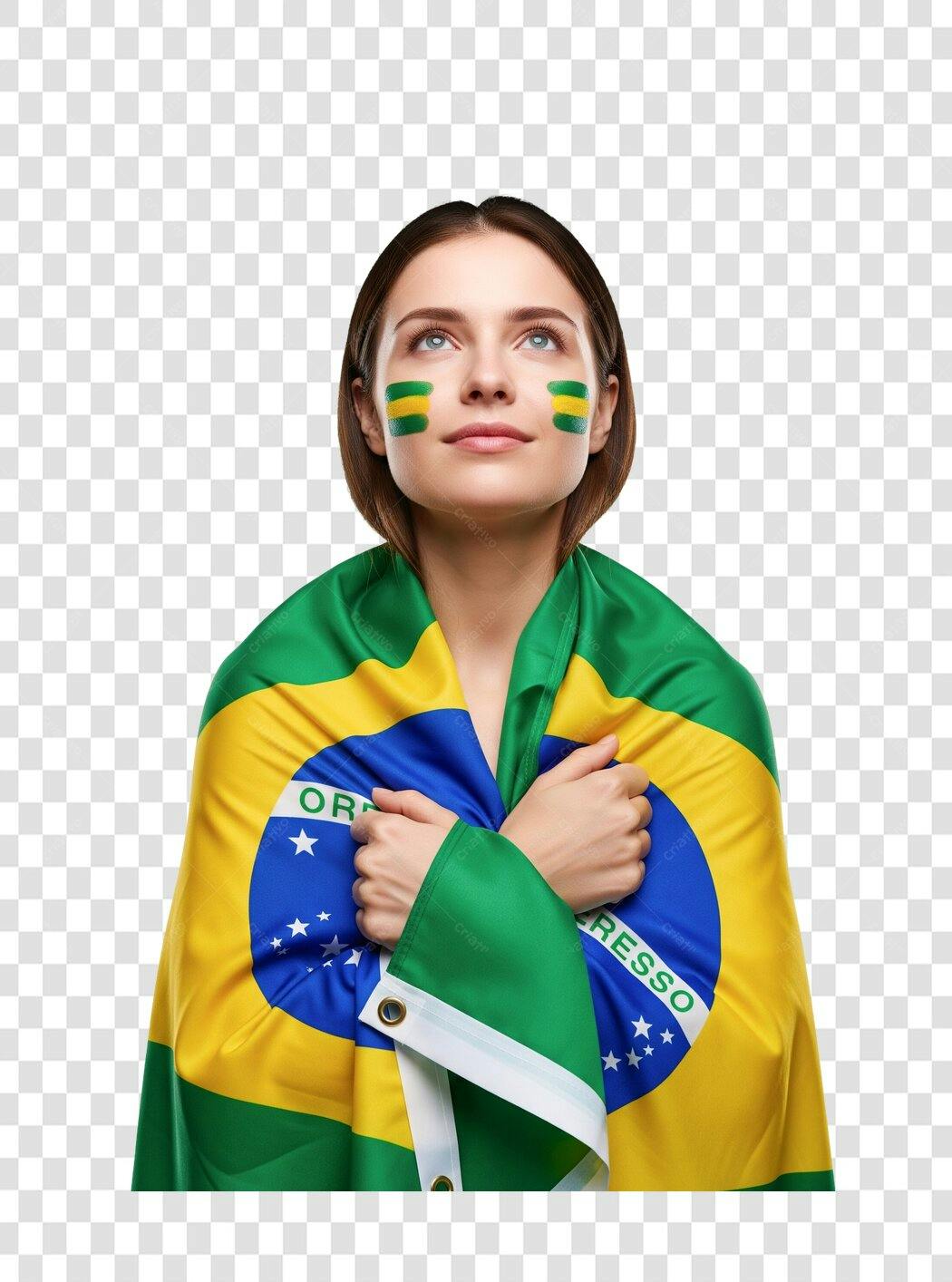 Imagem PNG com fundo transparente Mulher com bandeira do Brasil
