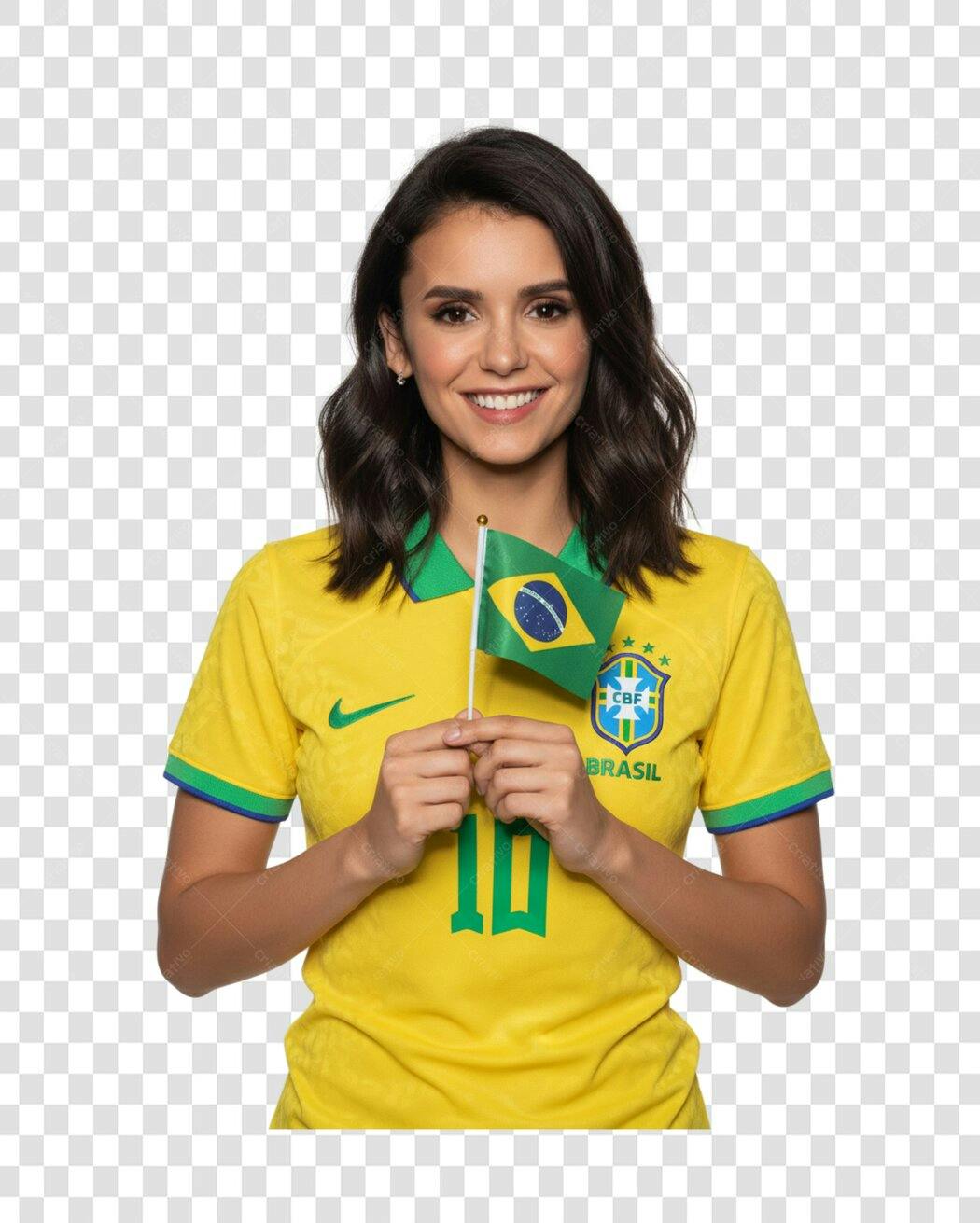 Imagem PNG com fundo transparente Mulher com bandeira do Brasil