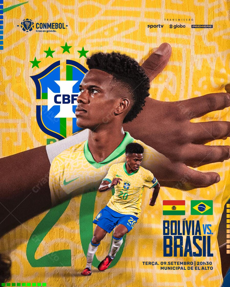 Poster Brasil x Bolívia Futebol Jogador Estevão