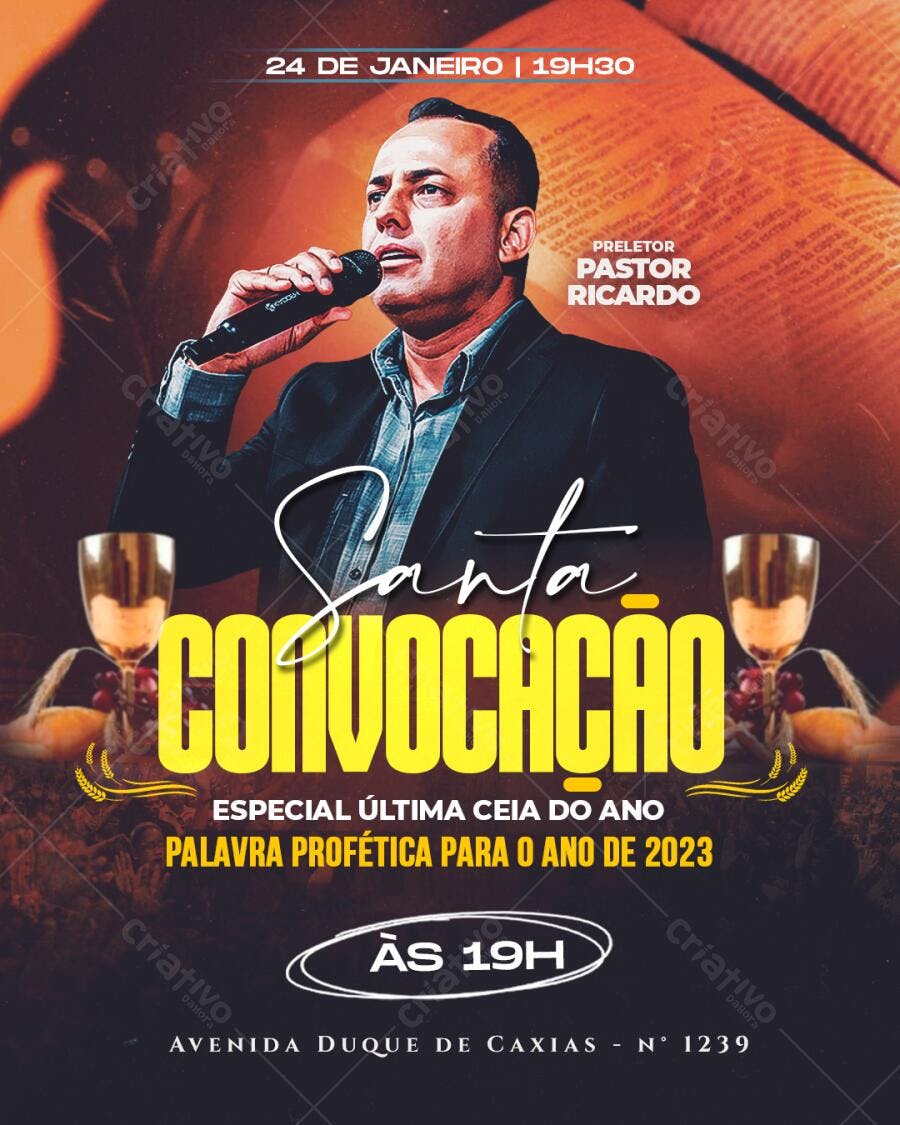 Flyer para Convite de Culto PSD Editável