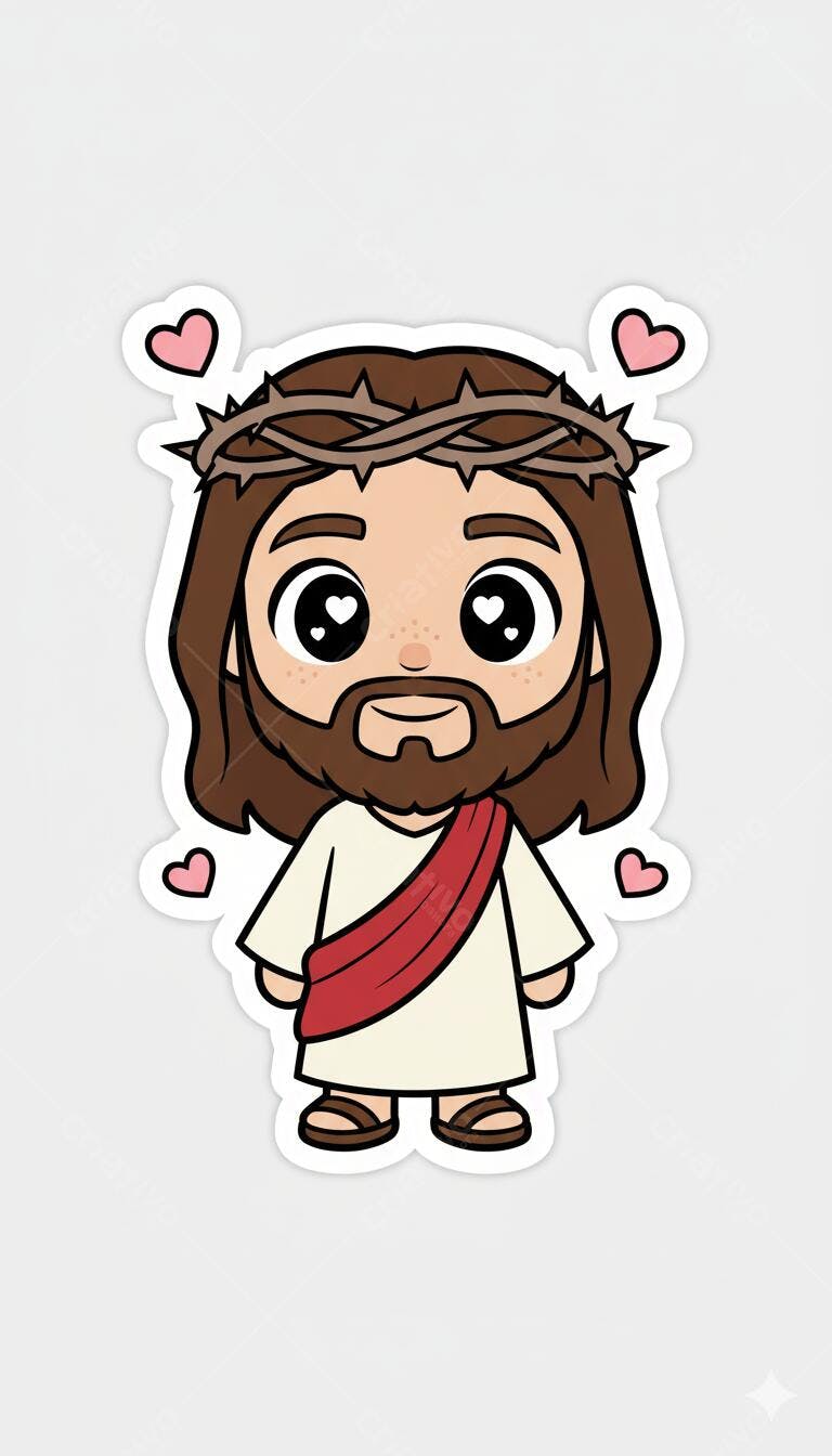 Jesus estilo kawaii com coroa de espinhos