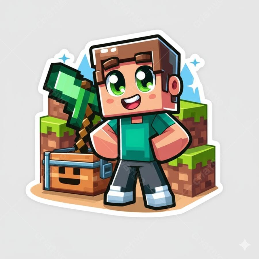 Steve Minecraft estilo chibi com picareta