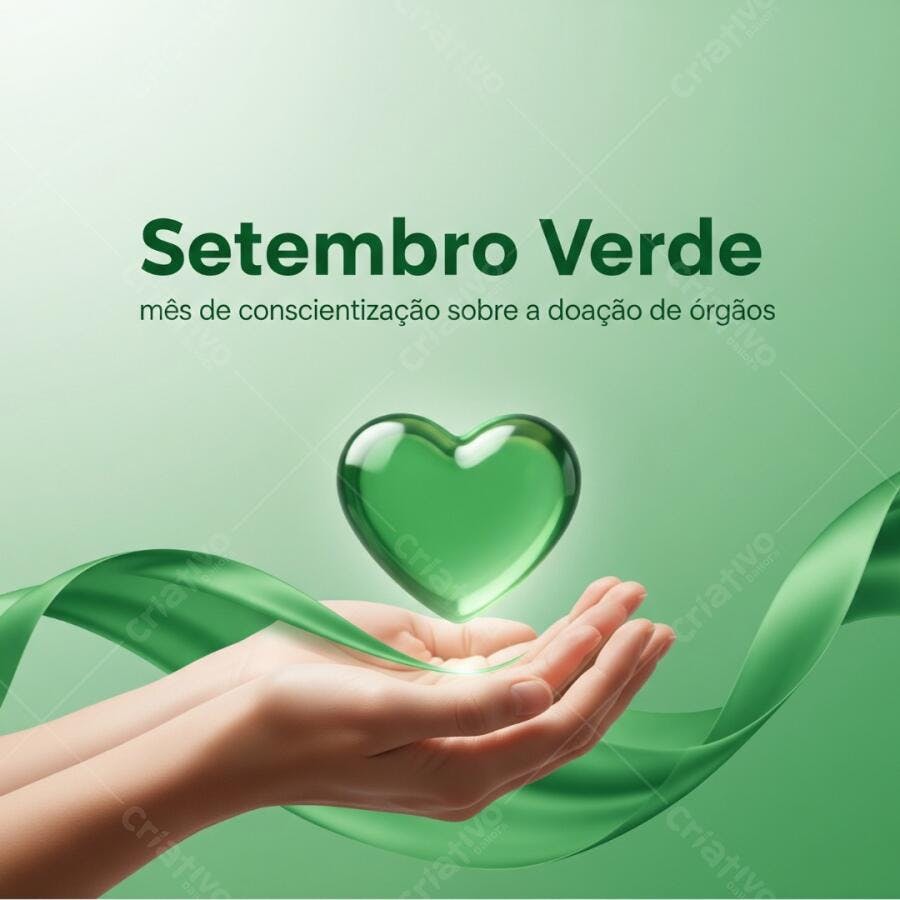 Mãos segurando coração verde Setembro Verde