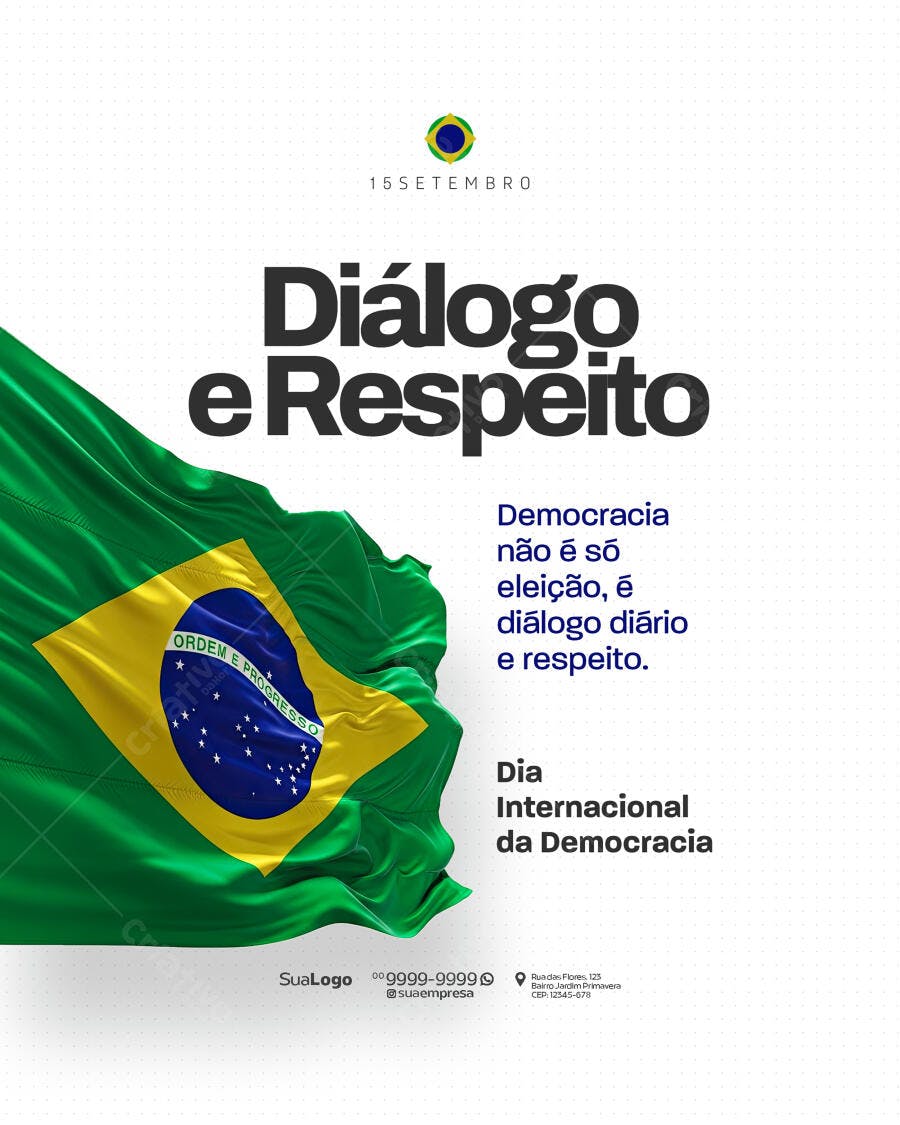 Flyer Dia Internacional da Democracia PSD Editável