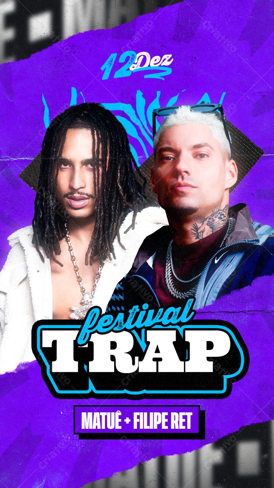 Flyer Festival Trap com Matuê e Filipe Ret PSD Editável