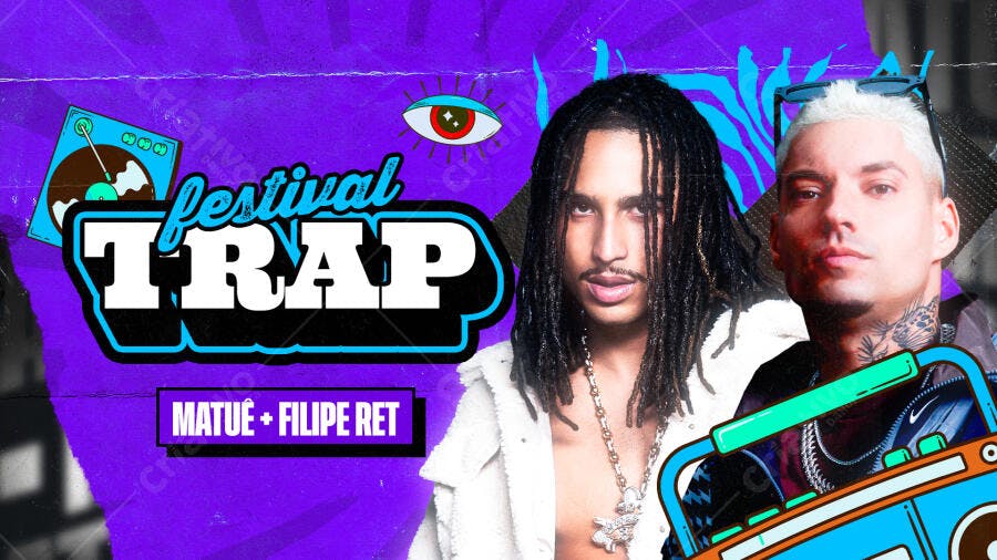 Flyer Festival Trap Matuê + Filipe Ret PSD Editável