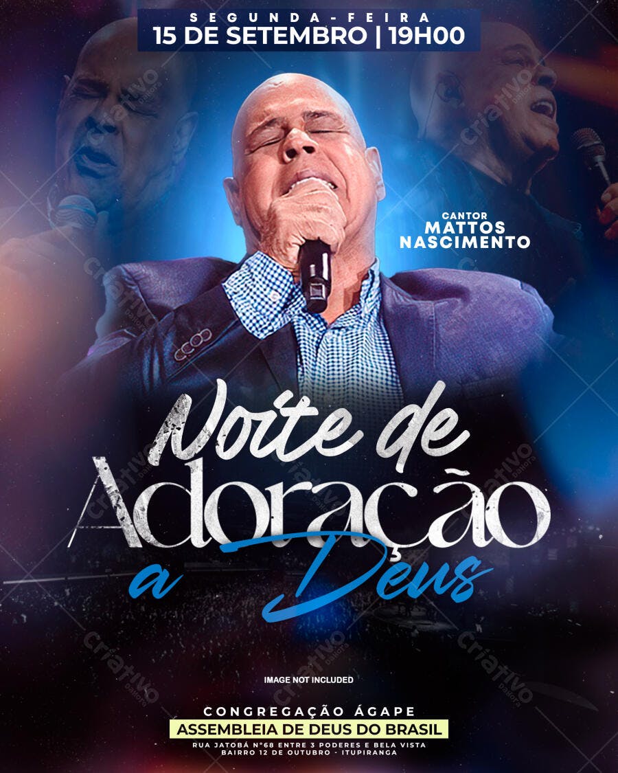 Flyer para Noite de Adoração PSD Editável