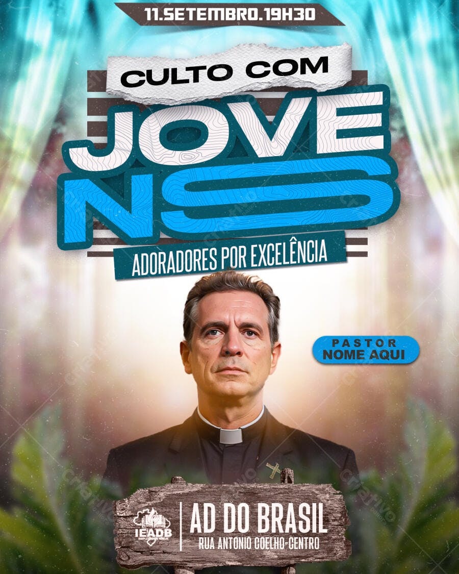 Flyer para Culto com Jovens PSD Editável