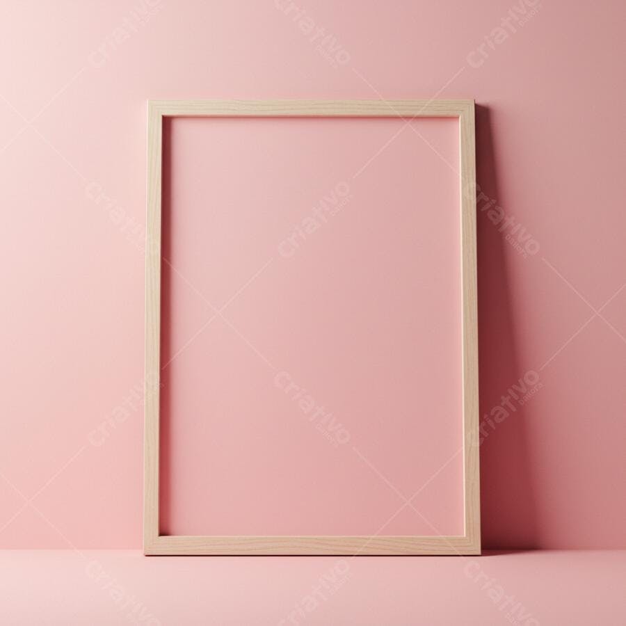 Moldura de madeira em fundo rosa