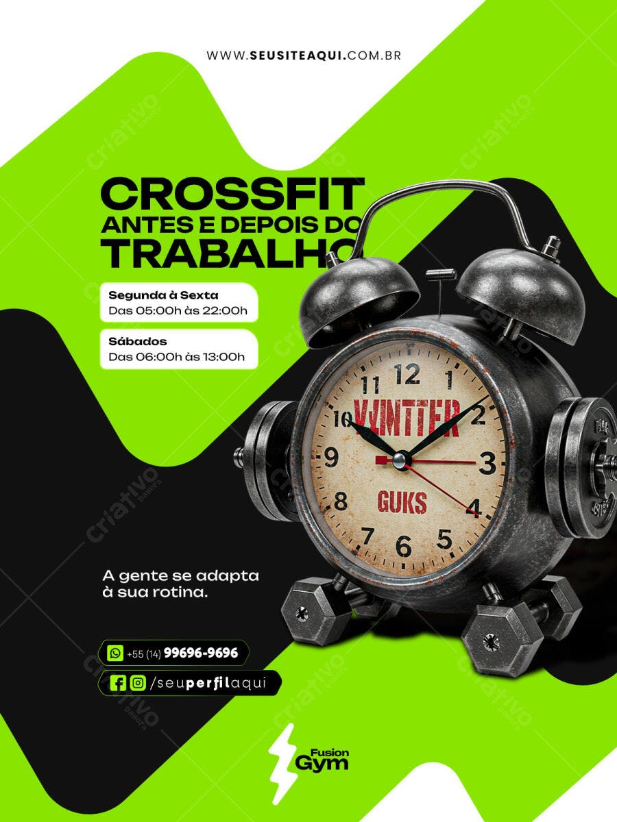 Flyer para Crossfit Antes e Depois do Trabalho PSD Editável