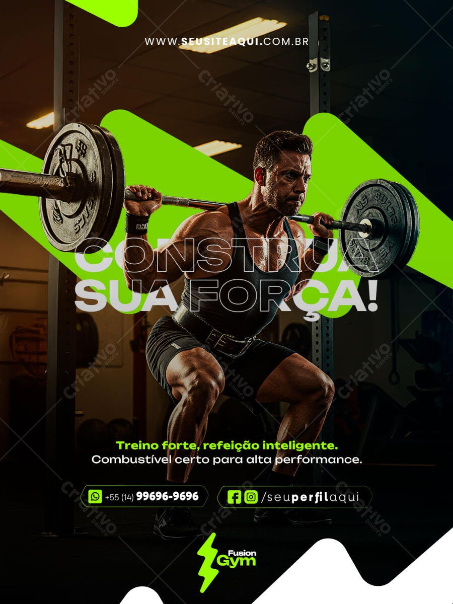 Flyer Academia Treino Forte PSD Editável