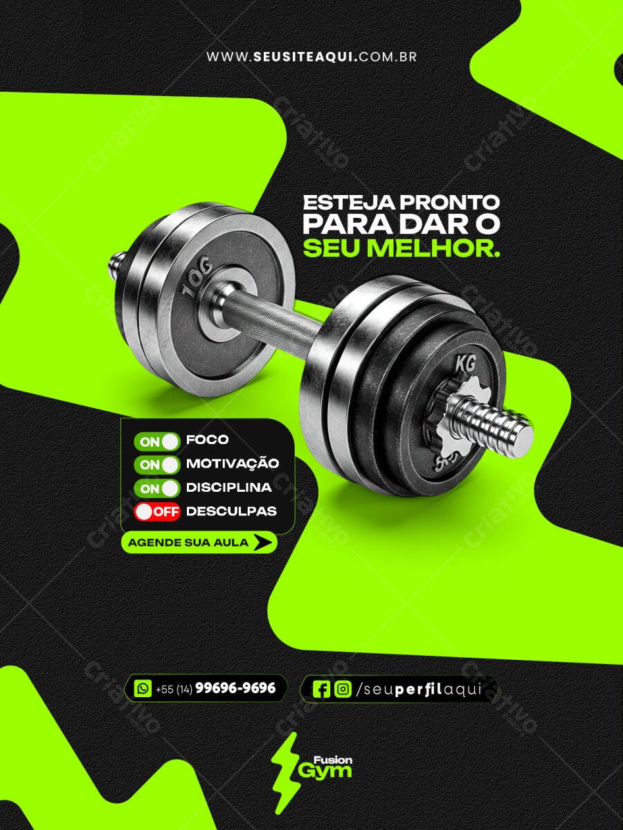 Flyer Academia PSD Editável para Motivação Fitness