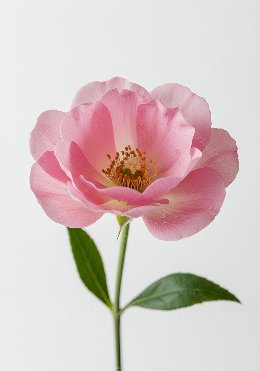Rosa rosa delicada fundo branco