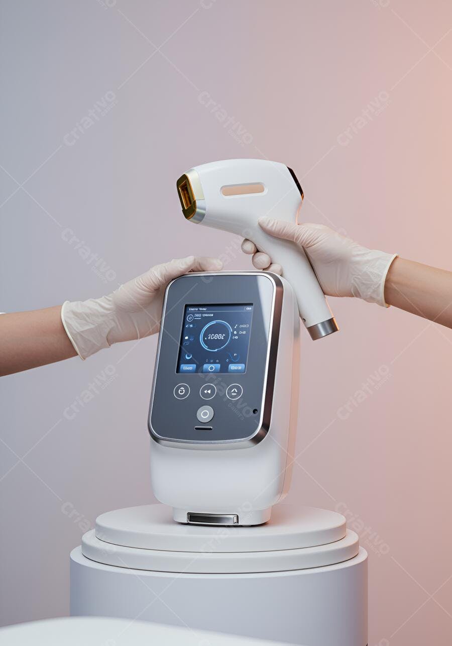 Aparelho de depilação a laser branco e prata