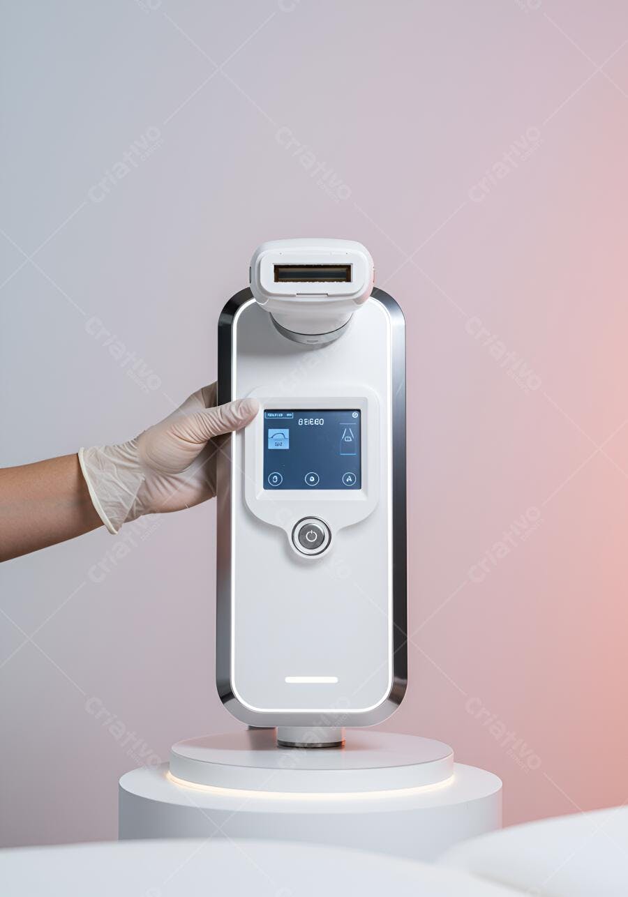 Aparelho de estética branco e prata