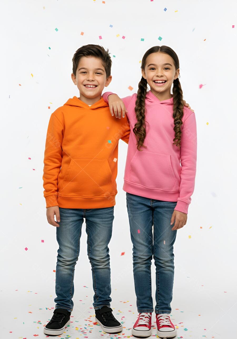 Crianças sorrindo com confetes