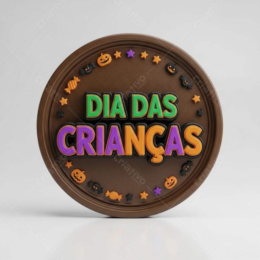 Placa Dia das Crianças com decoração Halloween