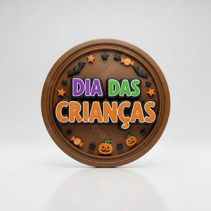 Placa Dia das Crianças com decoração Halloween
